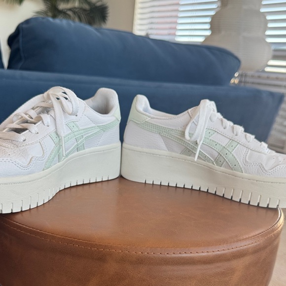 ASICS Women's JAPAN S PF White/Lichen Rock Platform Sneakers - Picture 5 of 7